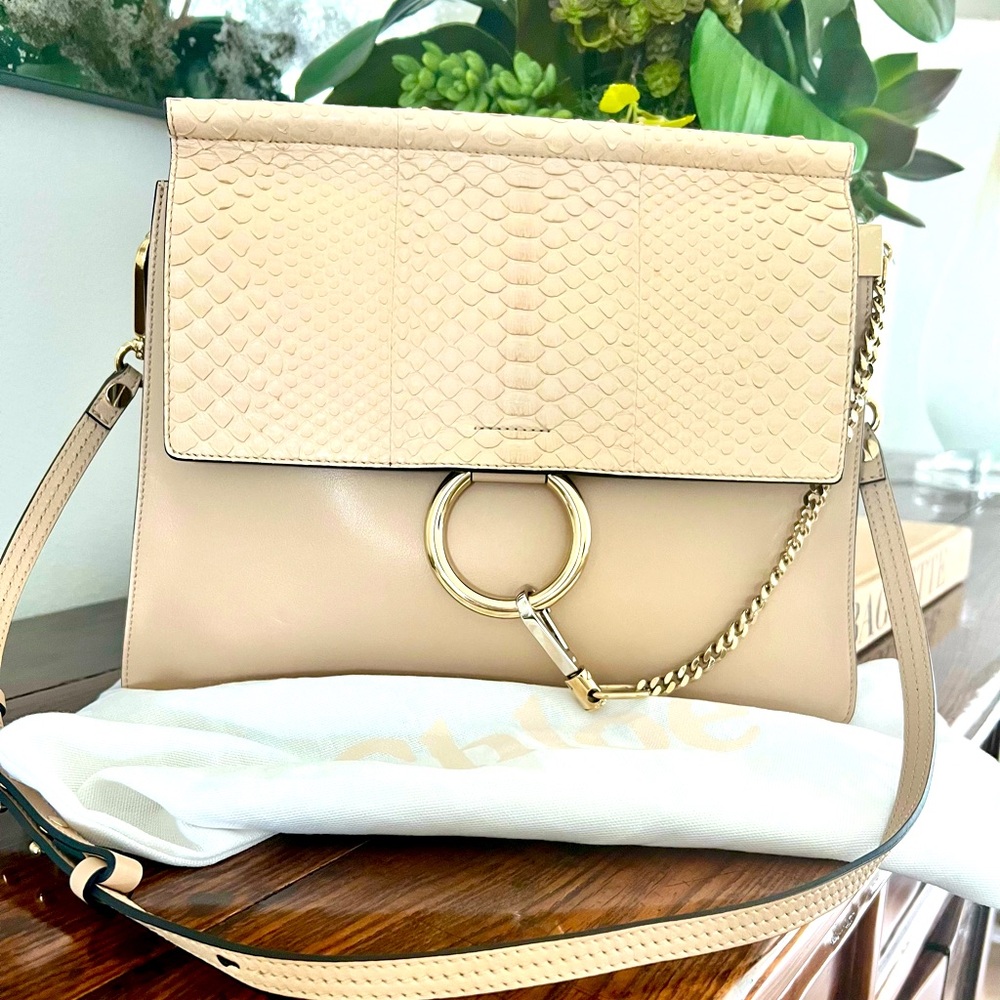 Chloe Faye Snakeskin Flap Handbag